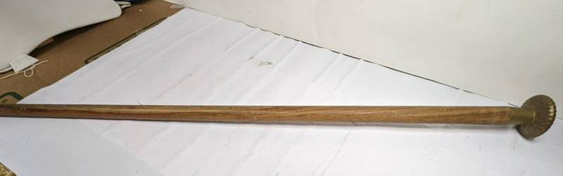 Unique Vintage Used Wooden Brass Capped Top & Tip Walking Cane 35 ” Long
