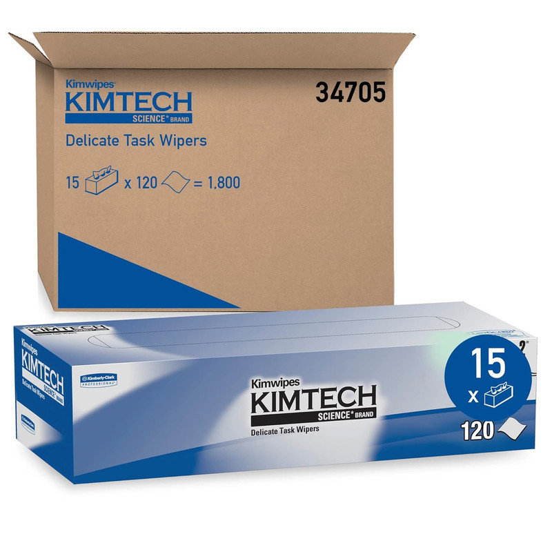 34705 Kimwipes Delicate Task Wipers, 2-Ply, 11 4/5 X 11 4/5, 120 per Box (Case o