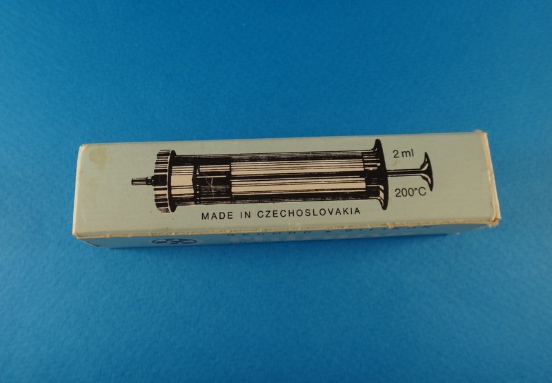 Vintage Glass Syringe Luer 2ml Interchangeable Chirana Czechoslovakia in Box gallery