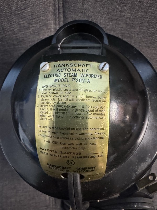 Vintage Hankscraft Automatic Electric Steam Vaporizer Model 202-A Tested gallery