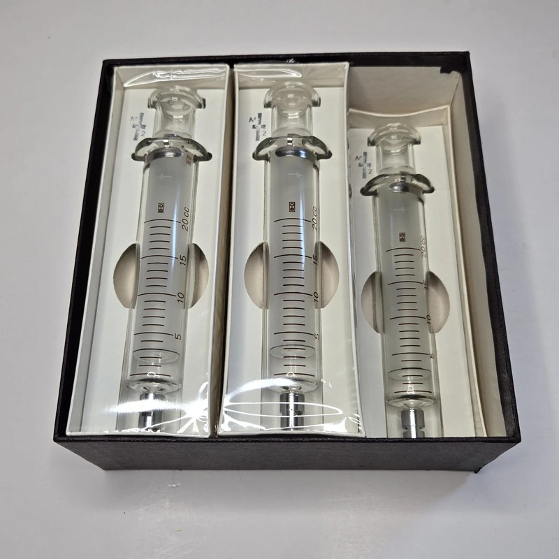 Vintage B-D Glass Multi-Fit Luer-Lok 20cc Interchangeable Syringes, Box of 5 NOS