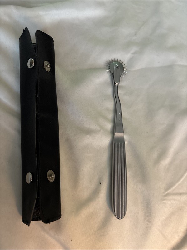 Vtg Sklar Chrome Neuro Pinwheel 1 Head Diagnostic Instrument w Leather Case