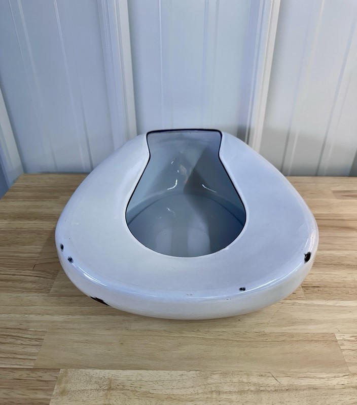 Vintage White Enamelware Bed Pan, Columbian Made White Bed Pan gallery
