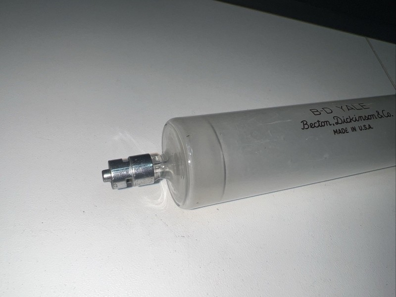 Vintage Becton, Dickinson & Co. 50cc B-D YALE Glass Syringe A182 W Metal Band gallery