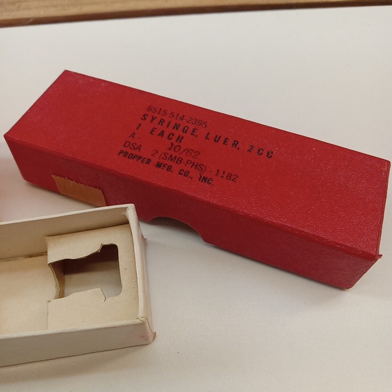 Vintage Glass Syringe Luer 2cc Original Package Propper Trophy 1960's READ gallery