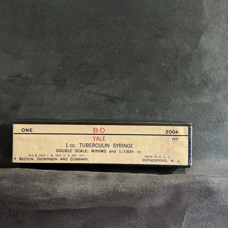 Vintage BD YALE 1cc 1YT Glass Tuberculin Syringe Becton Dickinson & Co