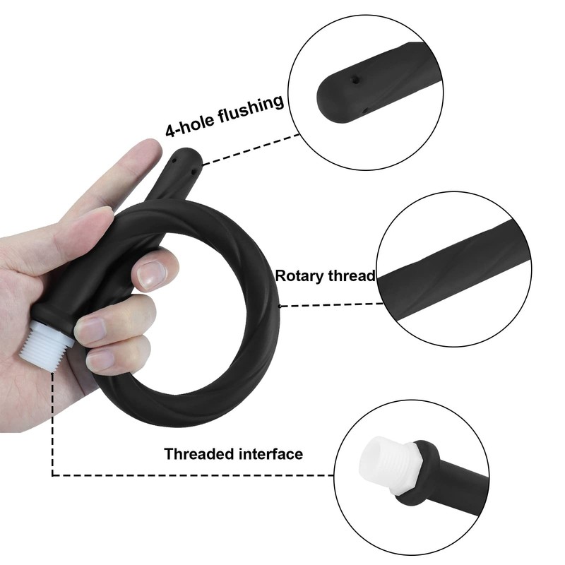 Shower Enema Douche Nozzles for Men and Women, 4 Holes Water Spray Black gallery