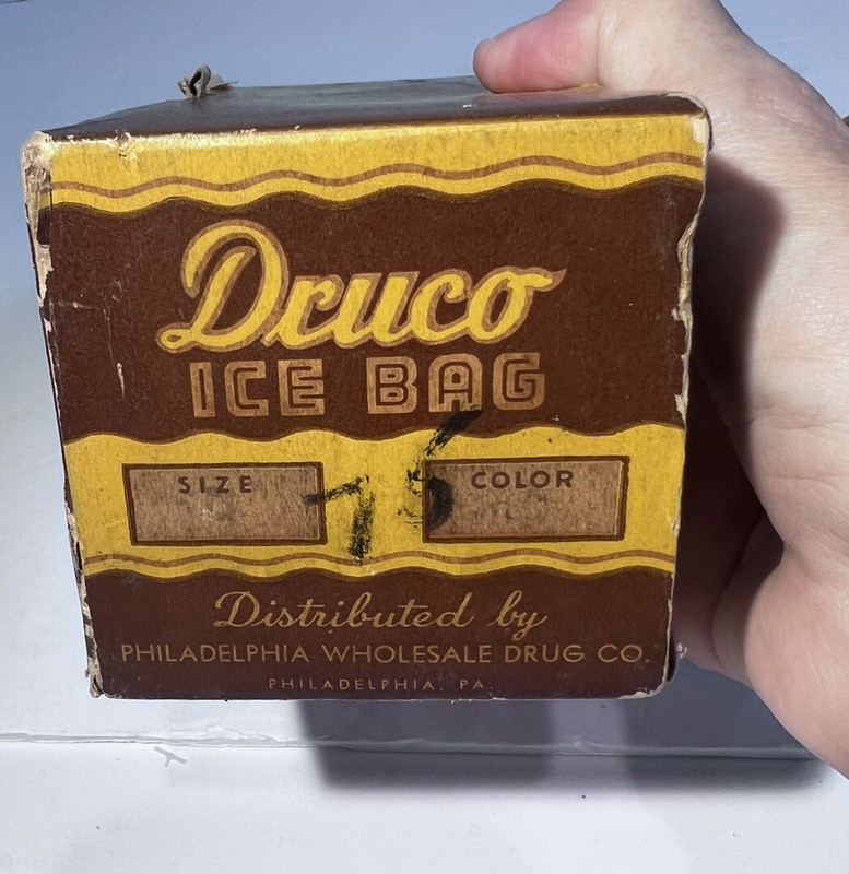VTG ANTIQUE Druco Ice Bag Pack in Original Box Philadelphia Drug Company