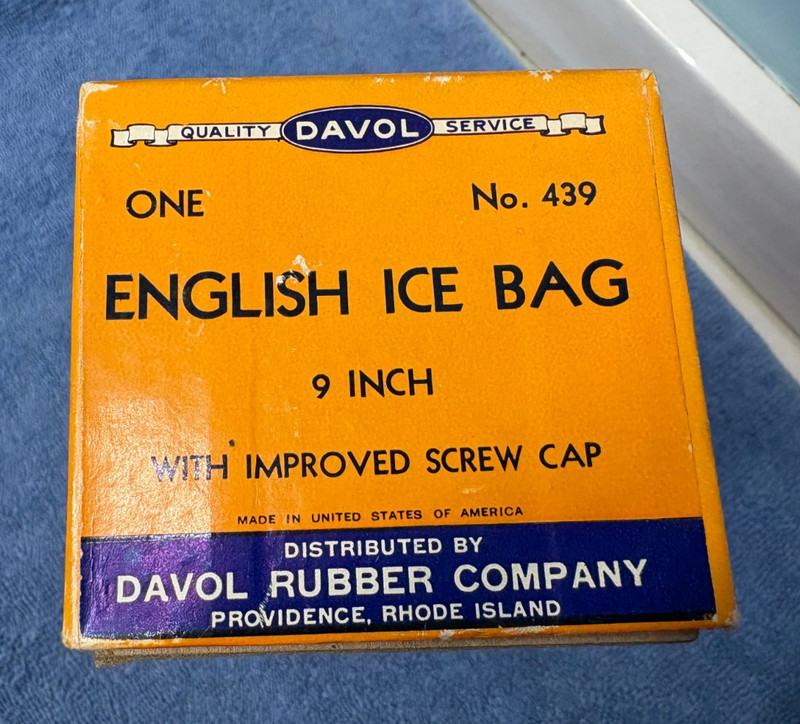 Vintage Davol English Ice Bag # 439 Cold Pack w/ Original box in VGC gallery