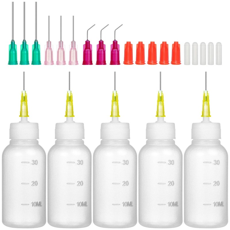 30ml Glue Bottles with Blunt Needle – Precision Tip 1 Ounces, transparent