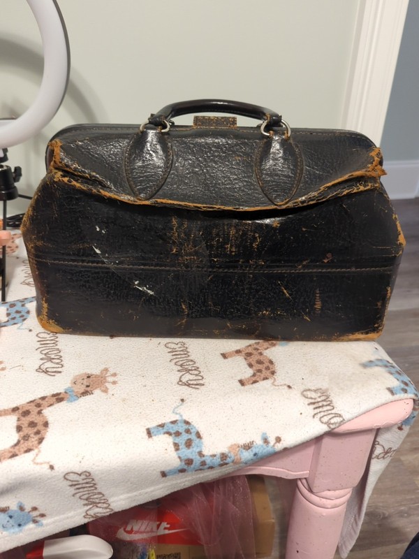 Vintage Schell Leather Doctors Bag Cowhide 14x9x7 gallery