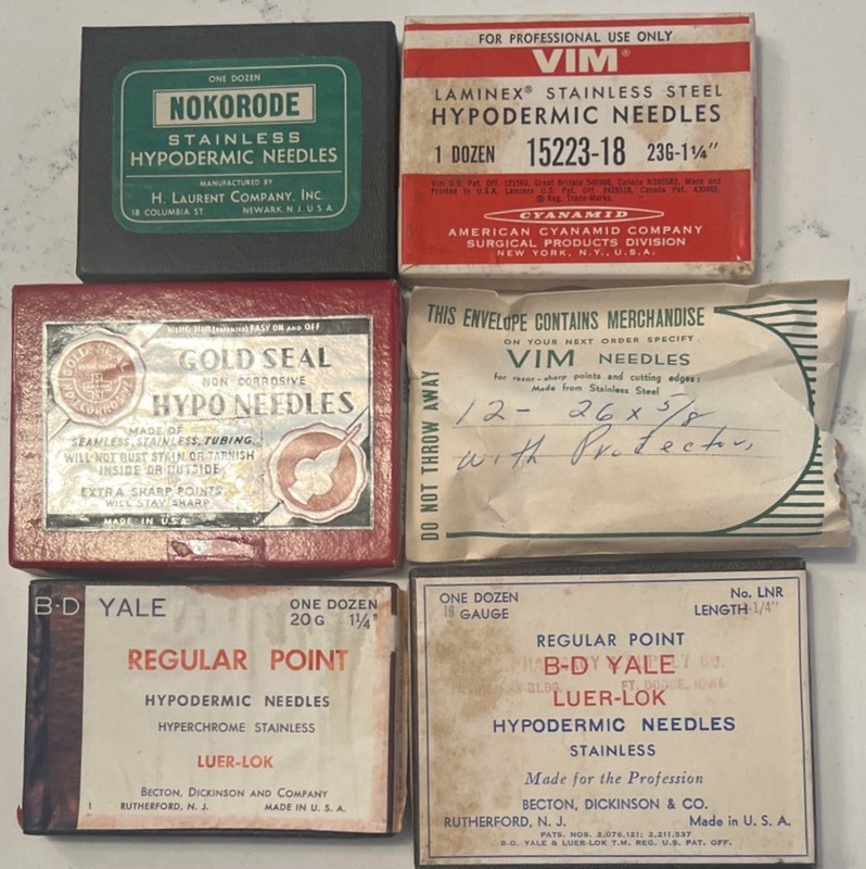 Lot of VTG Cardboard Hypodermic Needle Boxes Becton & Dickinson, B-D, VIM gallery